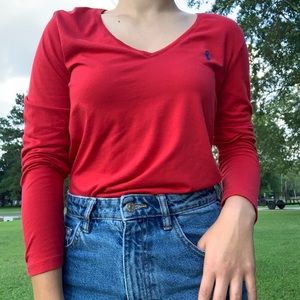 Polo Ralph Lauren long sleeve red v neck t shirt